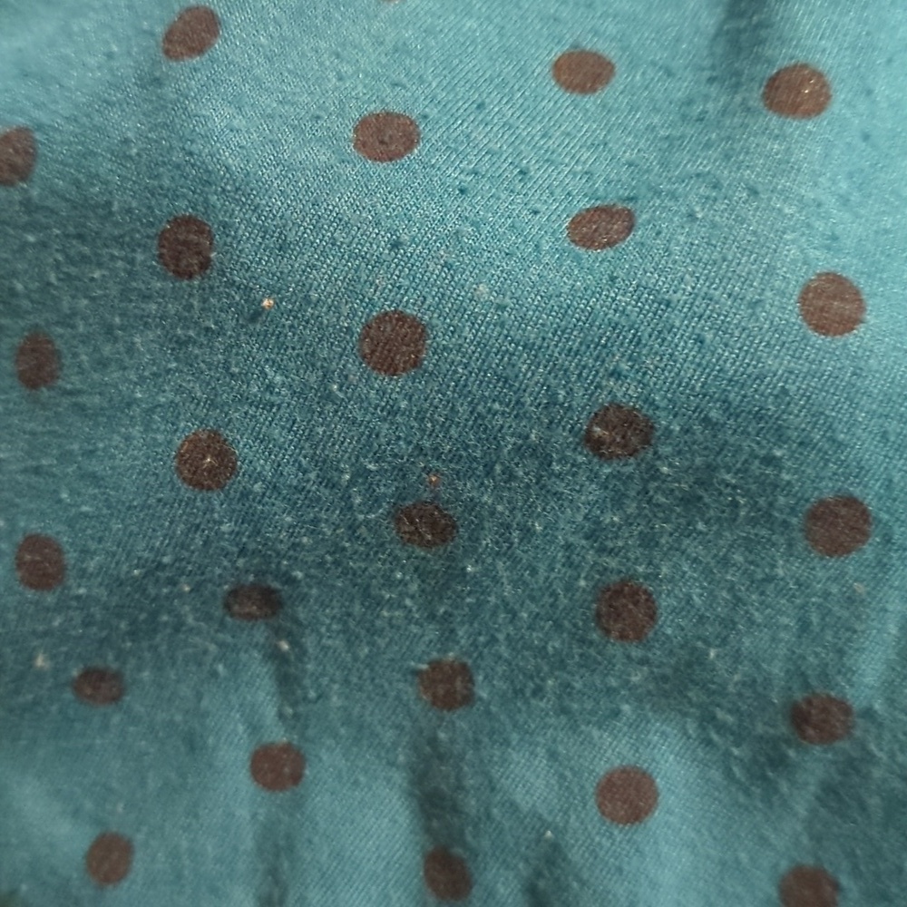 Basic Editions Women's 2X Blue W/ Polka dots See Desc Roll Up Sleeves - Picture 9 of 11